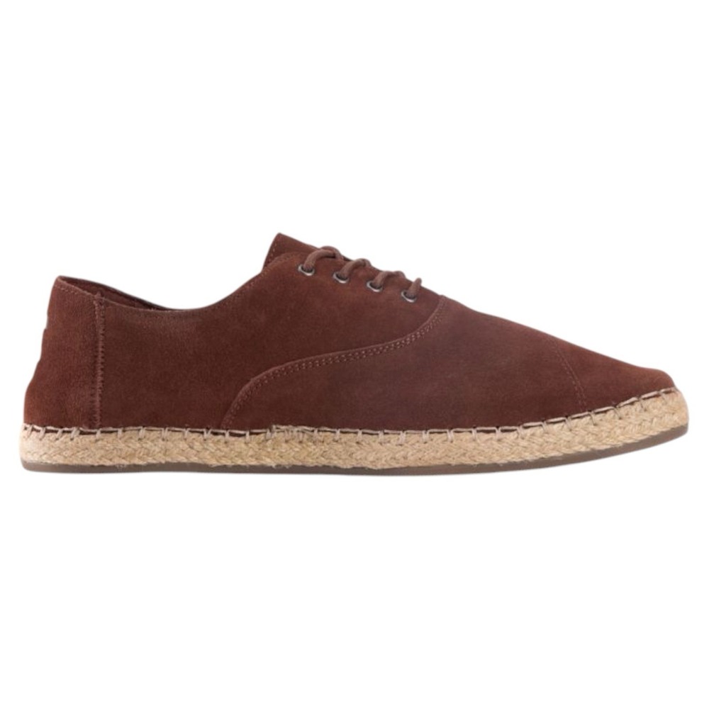 TOMS‎ Mens Paseo Espadrille Sneakers Brown Suede Lace Up Shoes Oxford Style